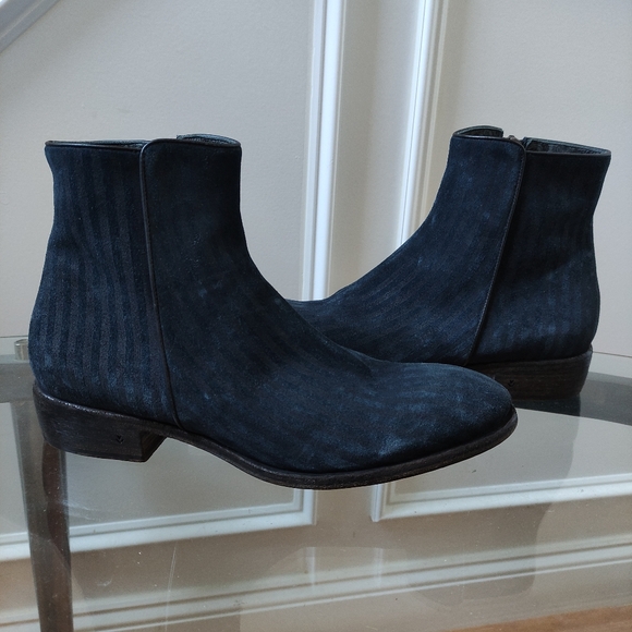 John Varvatos Keith Striped Suede Boots Men's 9.5 Handmade In Italy - Picture 5 of 13